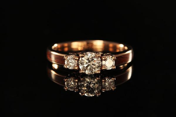 Women's Wooden Engagement Ring With 14K Rose Gold ...