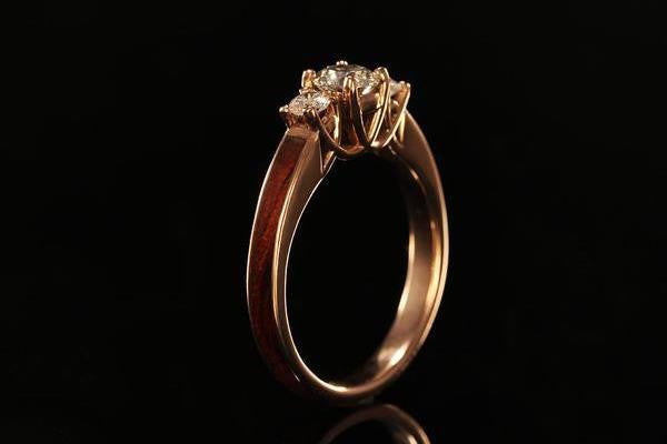 Women s Wooden  Engagement  Ring  With 14K Rose Gold  