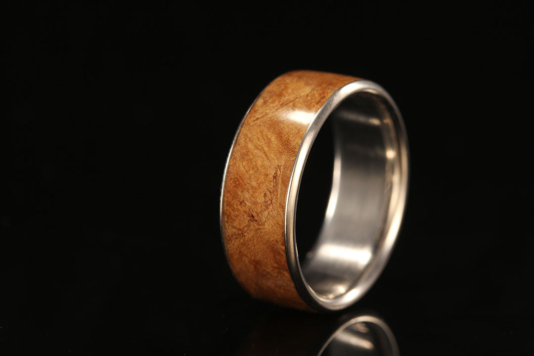 HOPEA BURL STONE WOOD MENS TITANIUM RING