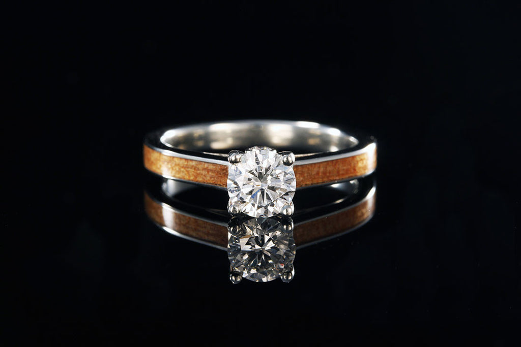  Wood  14K White  Gold  Diamond Tiffany Engagement  Ring  