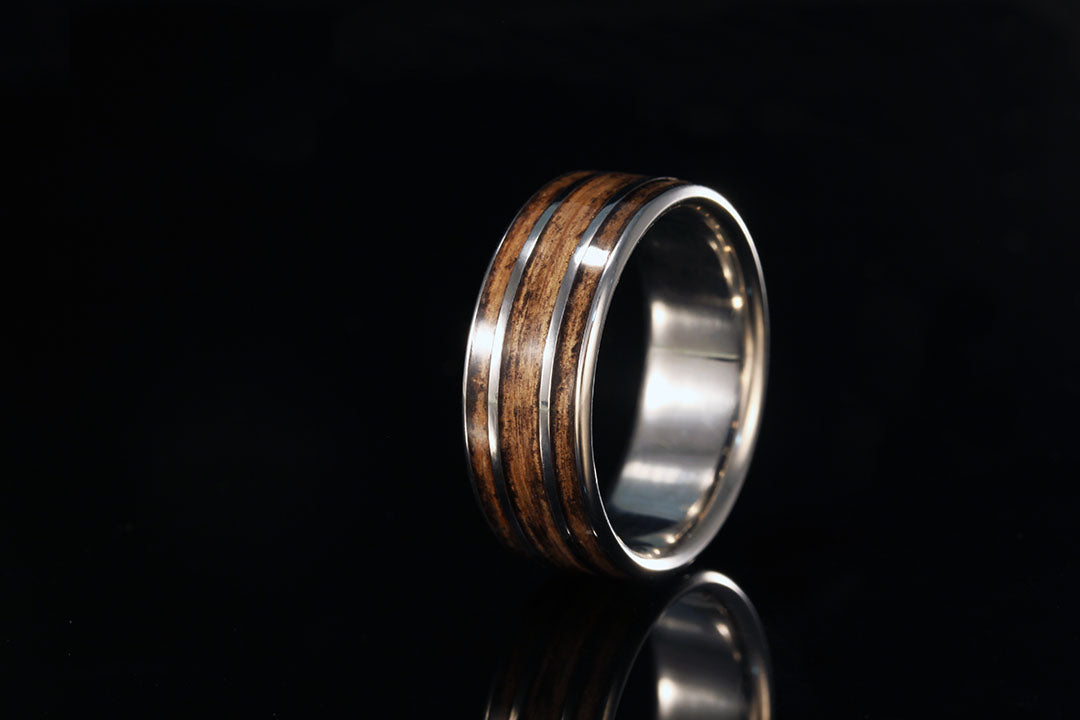 TITANIUM JACK DANIEL'S WHISKEY BARREL WOOD RING