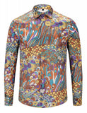Pizoff Mens Long Sleeve Luxury Print Dress Shirt Y1792-79