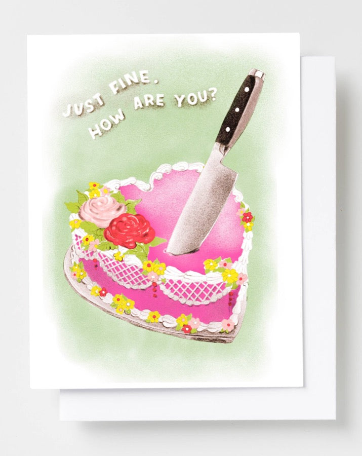 Yellow Owl Workshop - Just Fine, How Are You Cake Risograph Card