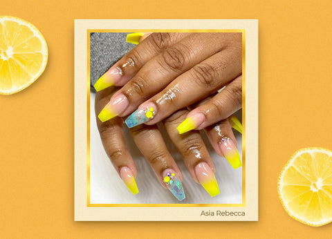 Premium AI Image | Golden Nail art manicure Holiday style bright Manicure  with gems and sparkles Bottle of Nail Polis