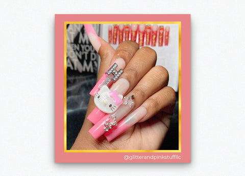 Hello kitty Louis Vuitton INSPO acrylic nails