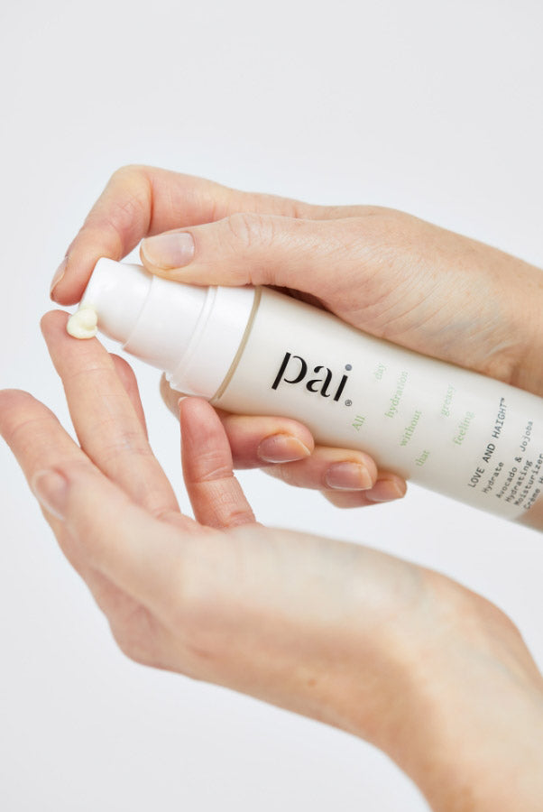  Woman using Pai Skincare Love and Haight face moisturiser