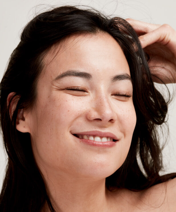 smiling woman with healthy skin