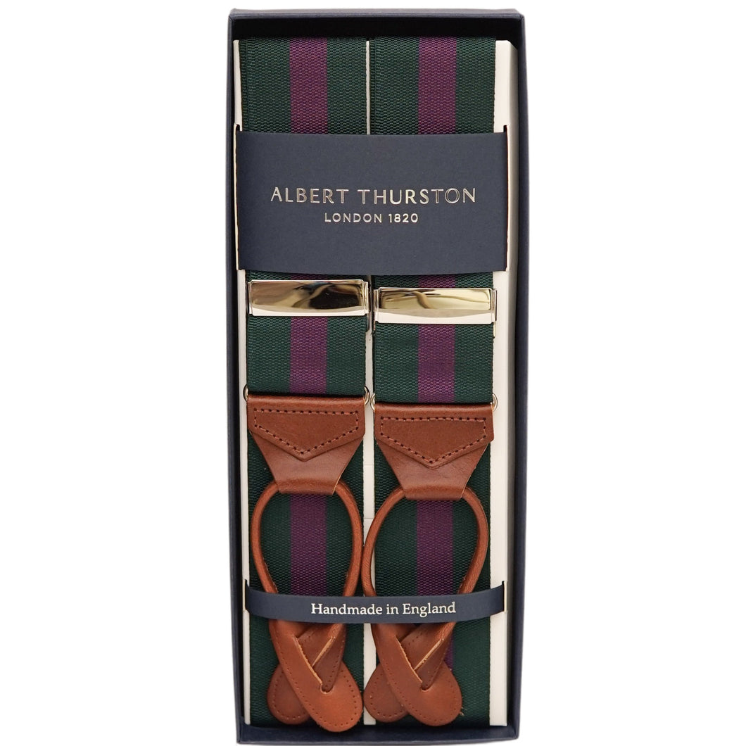 Albert Thurston - Green/Purple Stripe Braces - The Bespoke Shop – The ...