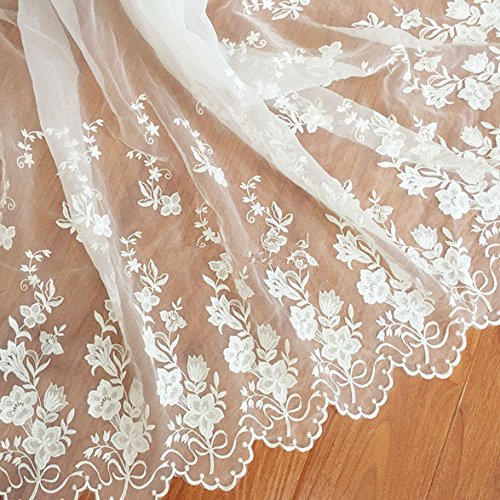 51 Inches Width Off White Organza Lace 