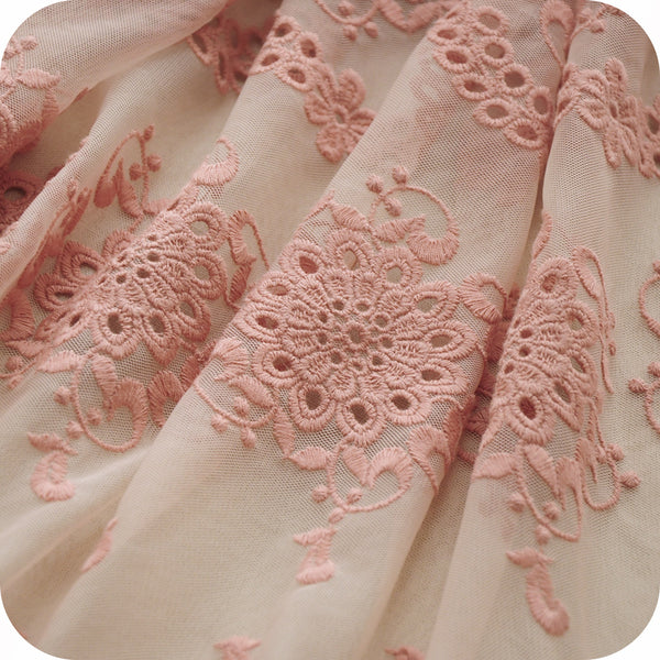 19” Width Cotton Embroidery Pink Eyelet Lace Fabric by the Yard – iriz Lace