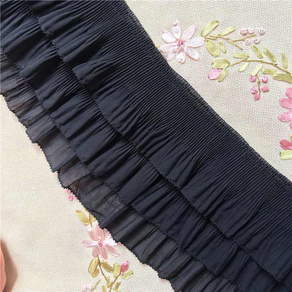 2 Yards 12cm Width 3 Layer Tiered Ruffle Pleated Chiffon Lace Fabric Iriz Lace 8947