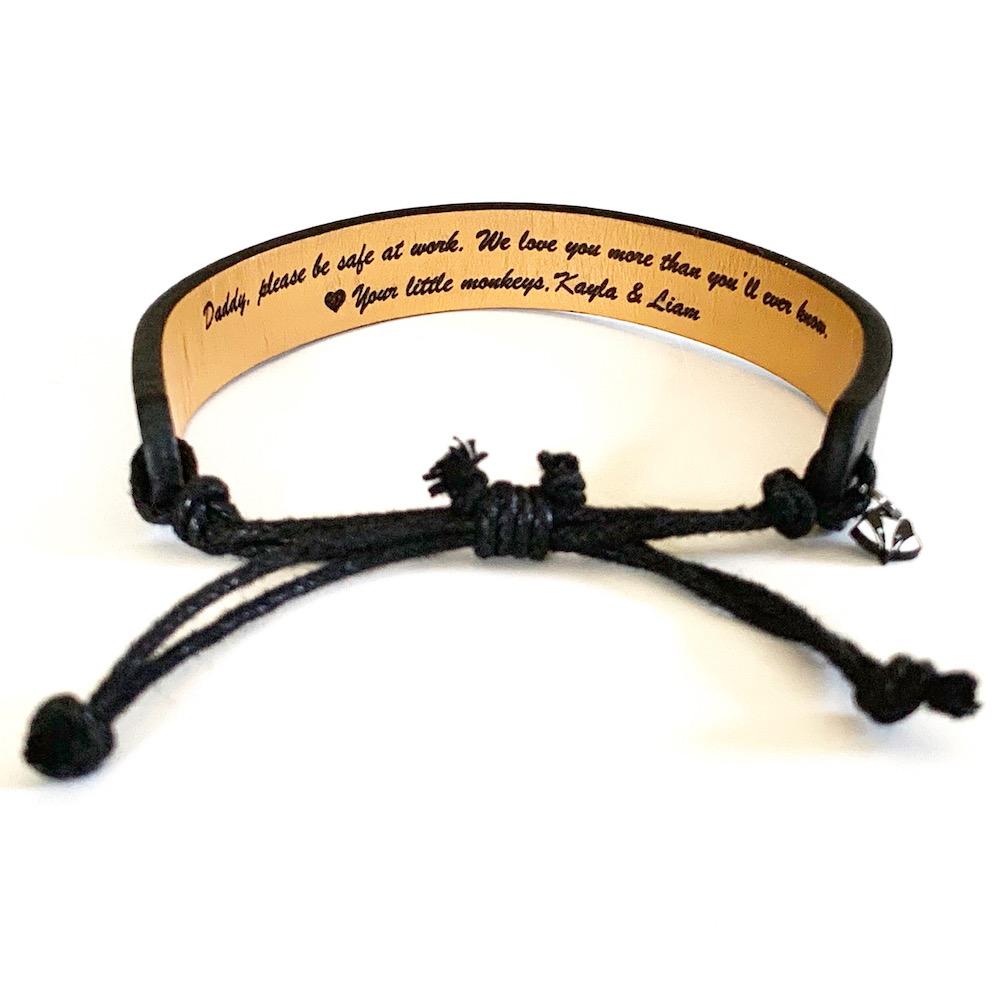 engraved leather bracelets