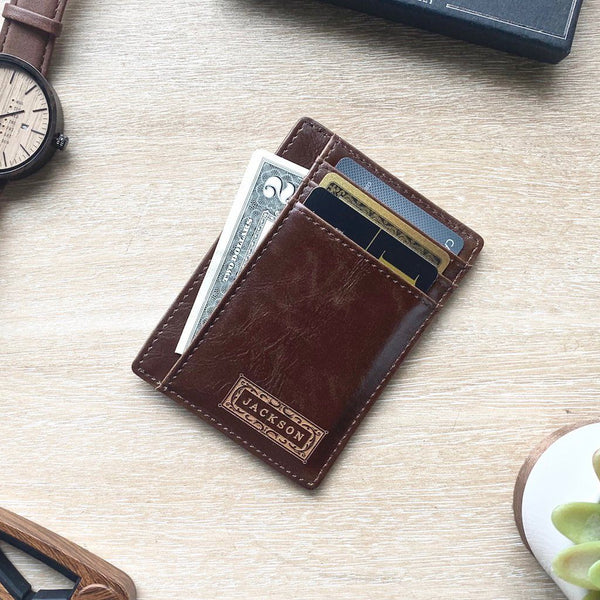 Personalized Front Pocket Leather Wallet - Classic | Swanky Badger