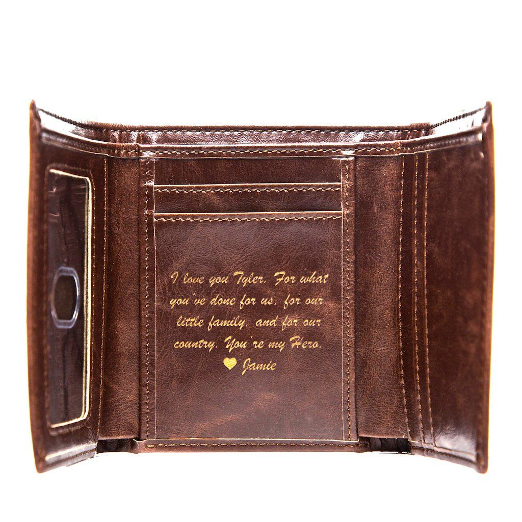 Personalized Trifold Leather Wallet - Basic | Swanky Badger