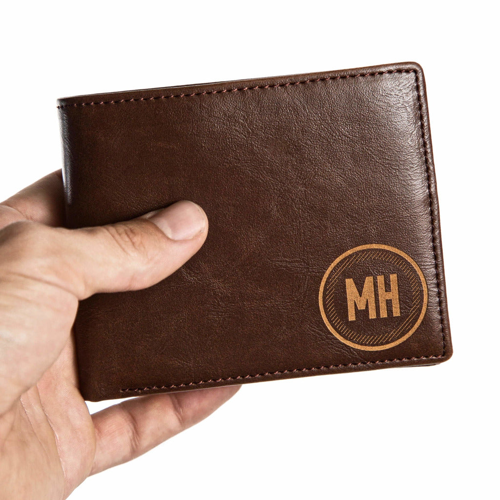 Personalized Leather Wallet - Circle | Swanky Badger