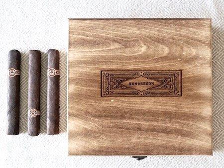 rustic wooden square shaped cigar box | personalized cigar box with engraved name