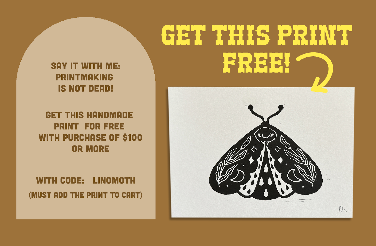 I hand carved and printed these the old school way! Get this moth print for free with purchase