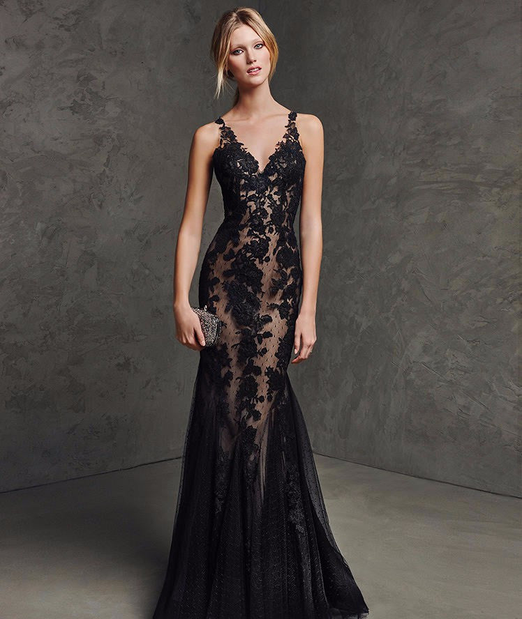 black illusion gown