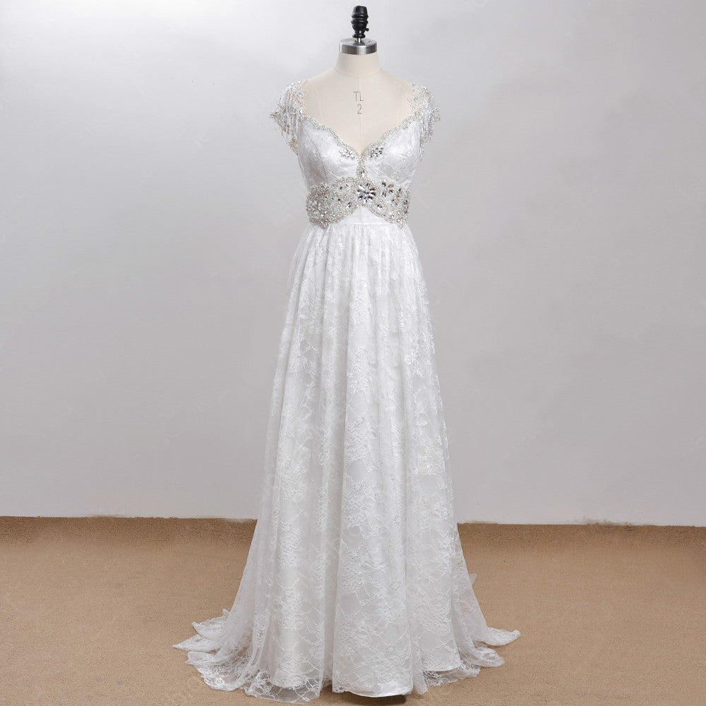 Exquisite Bohemian Vintage Victorian  Beaded Wedding  Gown  