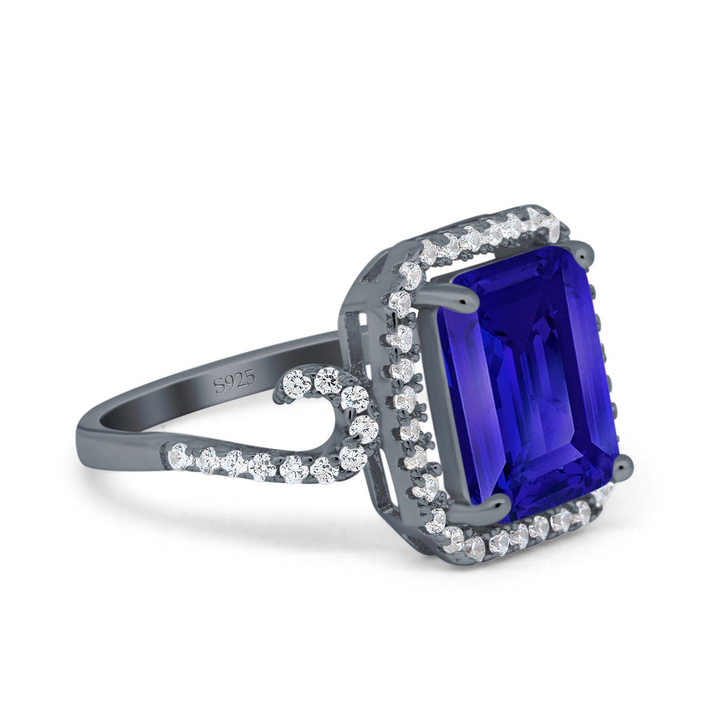 Halo Radiant Cut Wedding Engagement Ring Round Simulated Cubic Zirconi ...