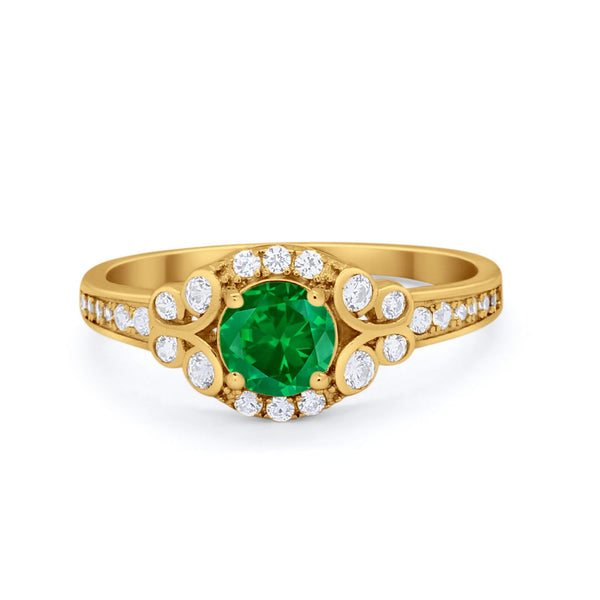 Vintage Style Art Deco Wedding Bridal Ring Round Cubic Zirconia 925 St ...