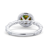 Halo Twisted Wedding Ring Simulated Cubic Zircnoia 925 Sterling Silver