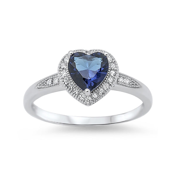 Halo Promise Ring 925 Sterling Silver Round CZ Choose Color – Blue ...