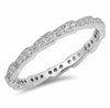 2mm Full Eternity Band Ring Round Pave Cubic Zirconia 925 Sterling Sil ...