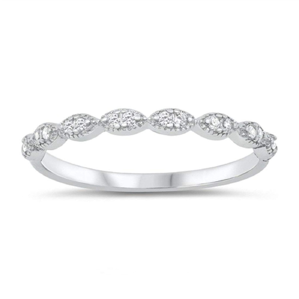 Art Deco Half Eternity Band Ring Round Simulated CZ 925 Sterling Silve ...