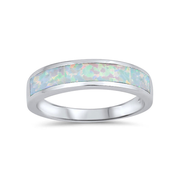 5mm Half Eternity Band Ring Lab Created Opal 925 Sterling Silver Choos ...