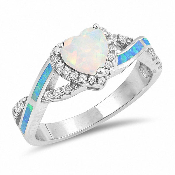Halo Infinity Shank Heart Promise Ring Created Opal Round Cubic Zircon ...