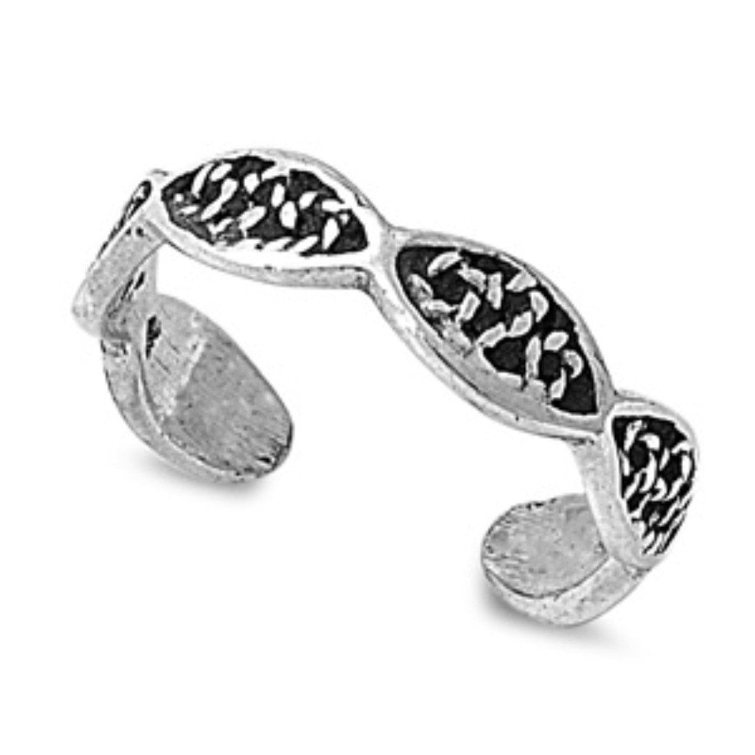 Filigree Adjustable Silver Toe Ring Band 925 Sterling Silver (4mm)