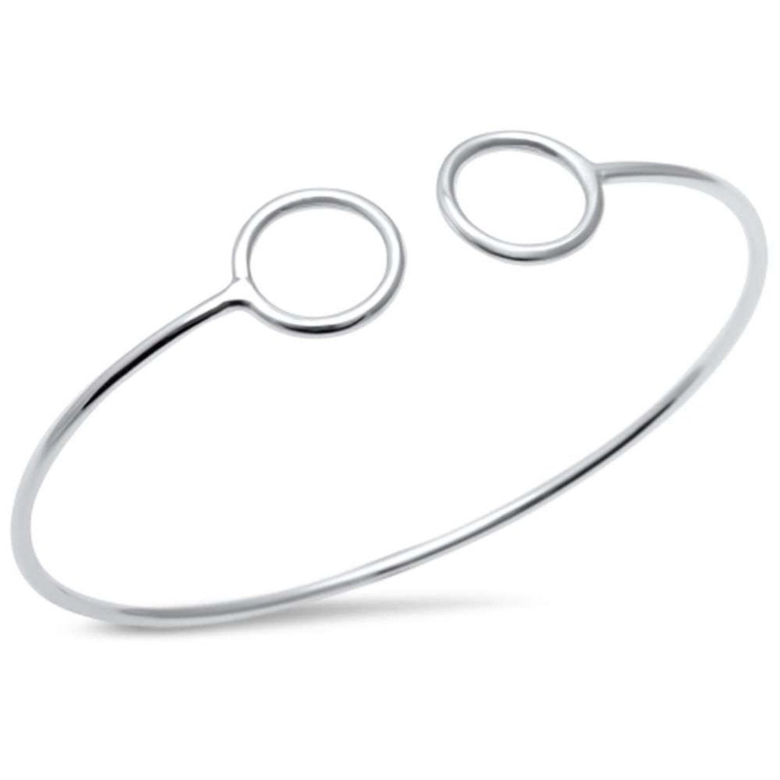 Round Double O Circle Cuff Bangle Bracelet 925 Sterling Silver - Sterling  Silver