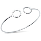 Round Double O Circle Cuff Bangle Bracelet 925 Sterling Silver