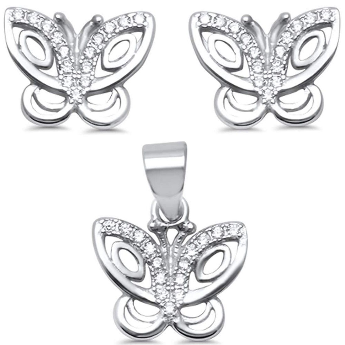 Butterfly Jewelry Set Round Cubic 