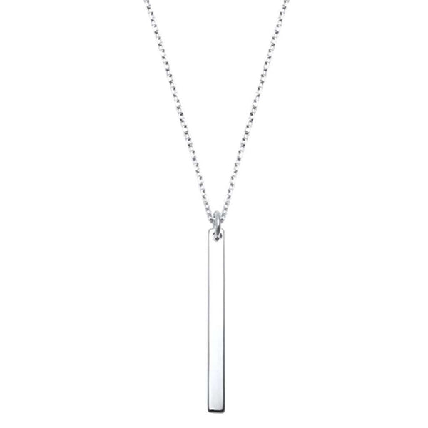 Drop Bar Pendant Necklace Engravable Name Tag 925 Sterling Silver ...