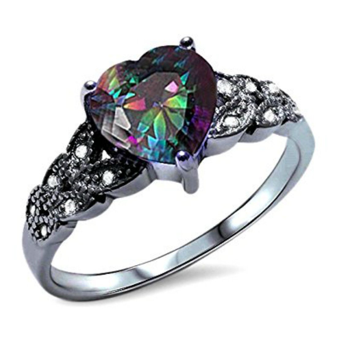 Black Gold Filled Ring With Pink Cubic Zirconia Various Sizes L To V Black Gold Filled Ring With Pink Cubic Zirconia Various Sizes L To V