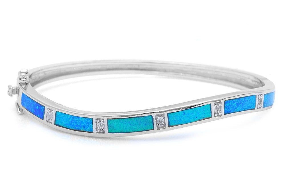 Guggenheim Museum Korea Bestået Curvy Curved Bangle Bracelet Solid 925 Sterling Silver Lab Australian – Blue  Apple Jewelry