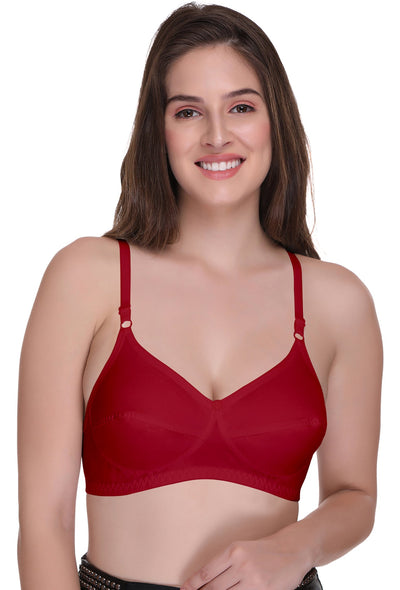 Lovable Women Girls Cotton Non Padded Non Wired Full Coverage Bra in Coral  Red Color-Ultra-34C