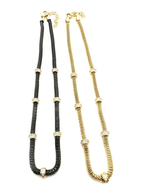 Mesh Necklace with CZ Stations - THEKLOSETKOUTURE.COM