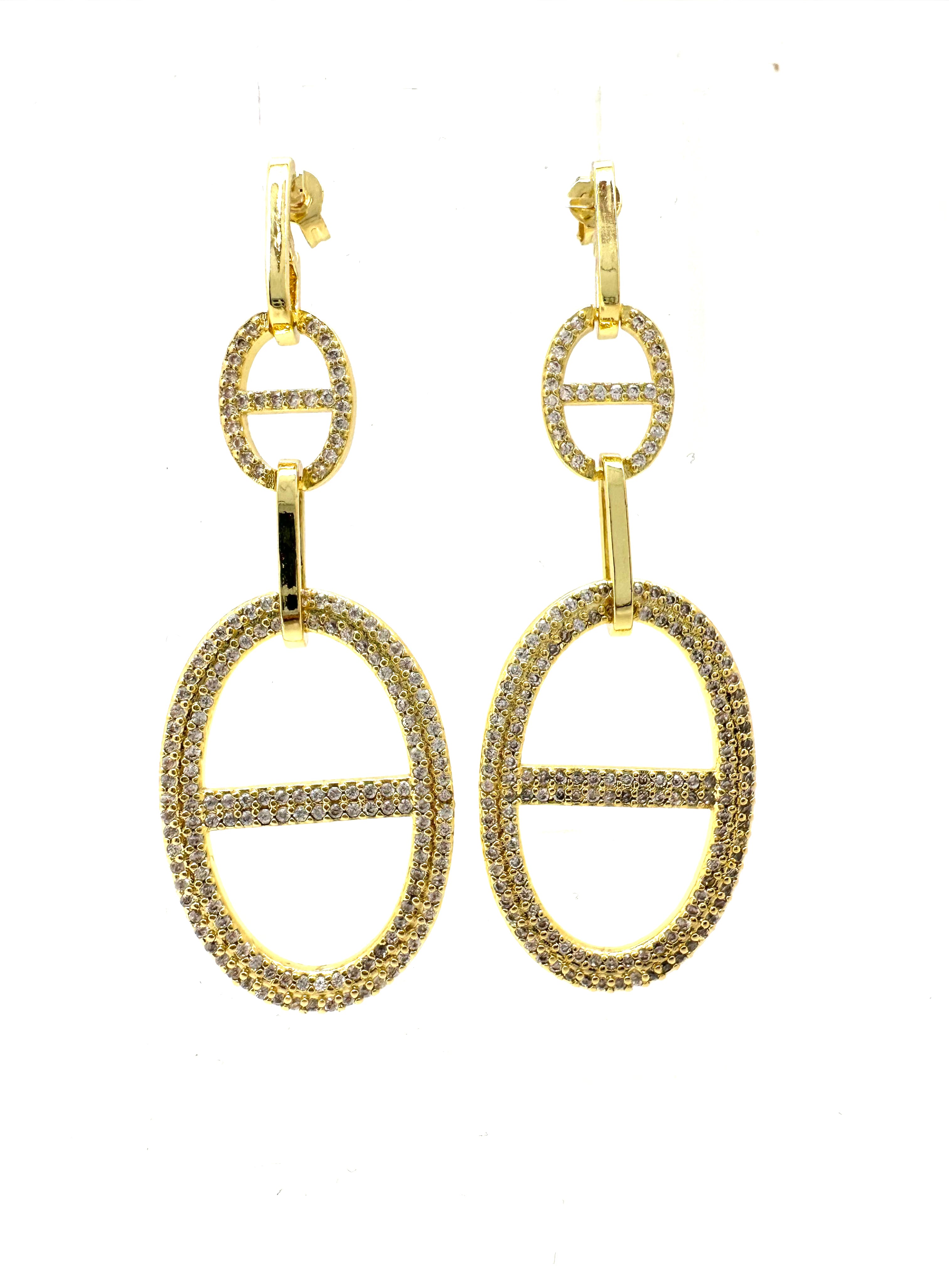 Large Link CZ Earrings