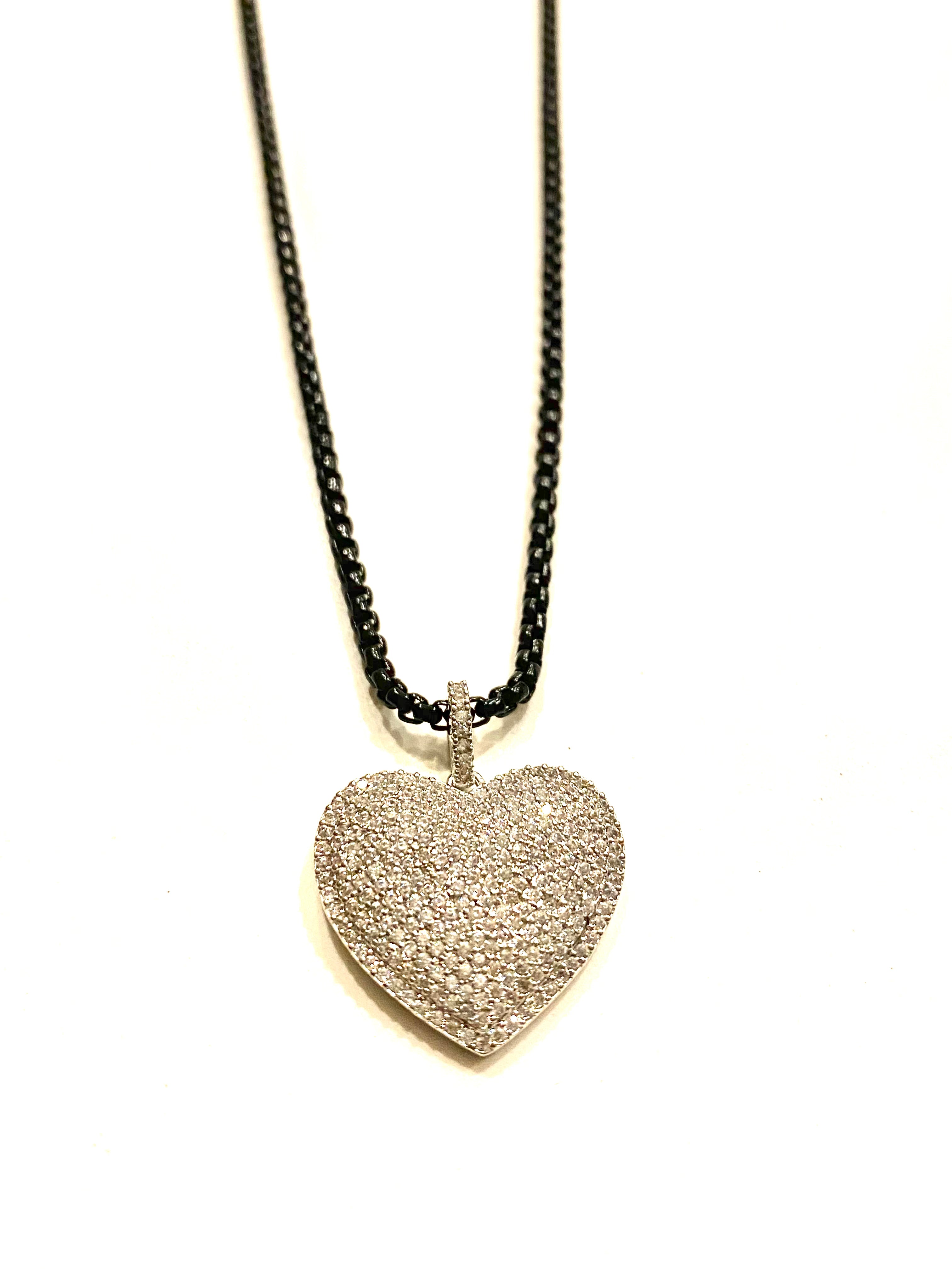 Enamel Rope Chain with CZ Heart