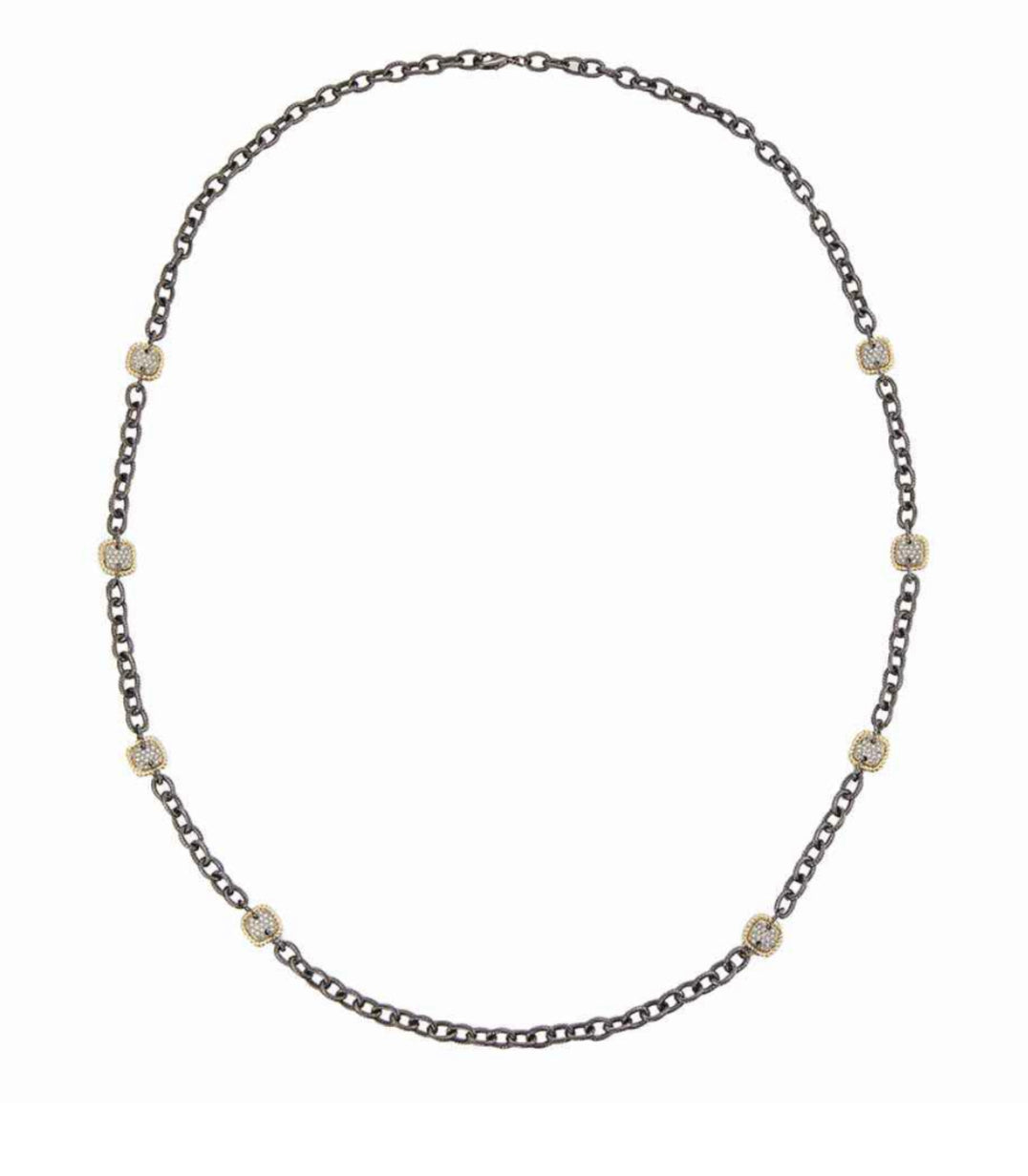 Gunmetal w/ Pave Station Necklace