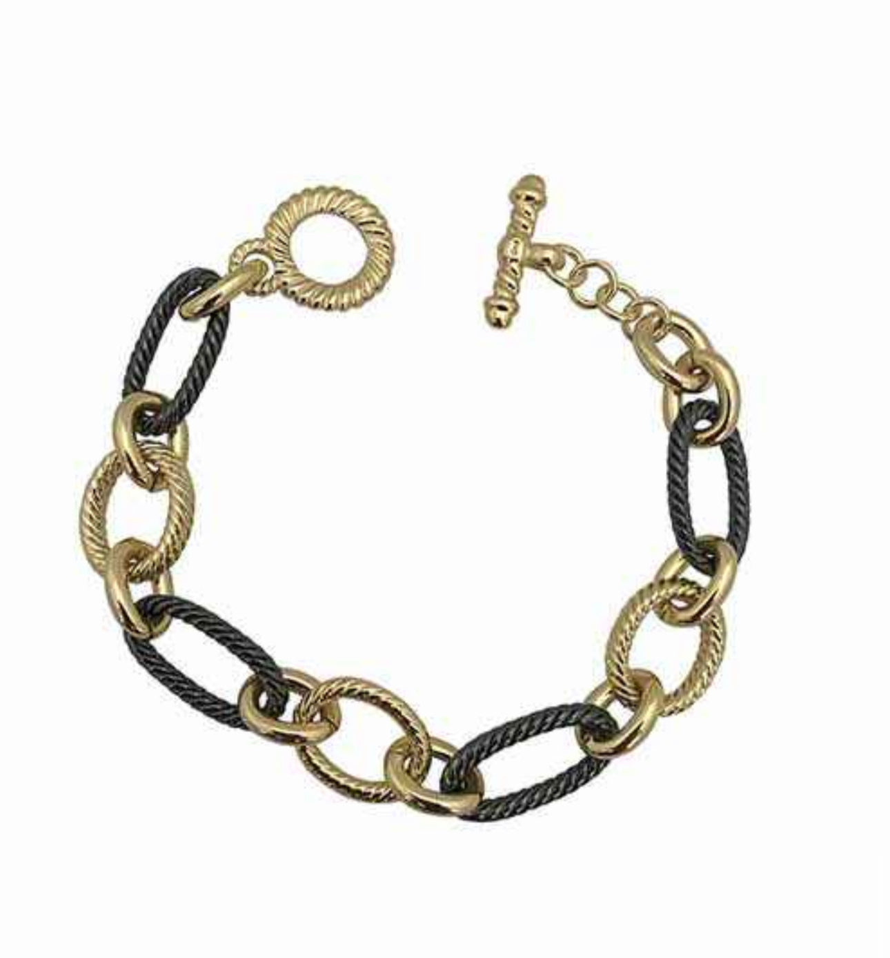 Twisted Gunmetal and Gold Bracelet