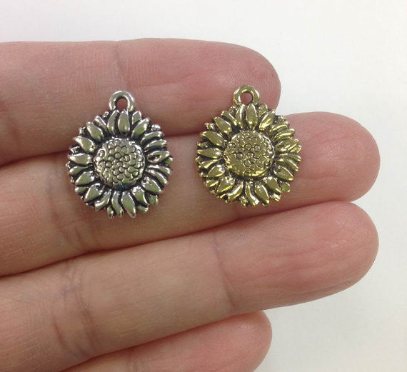 15 Sunflower Charm GOLD SILVER, Daisy Flower – SimpleNGreat.com