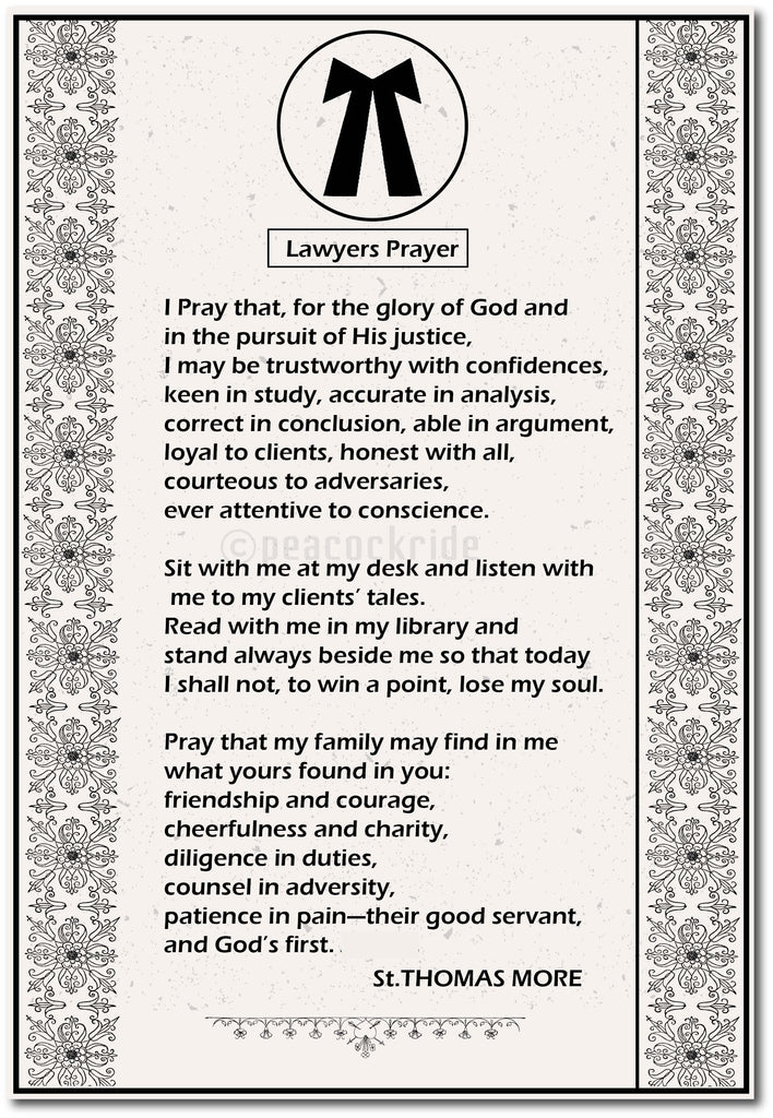 Advocate I Lawyer I Lawyers Prayer I Wall Poster / Frame – Peacockride