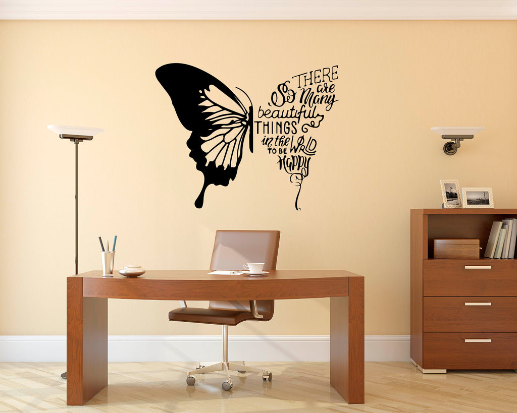 Be Happy I Butterfly Quotes I Wall Decal – Peacockride