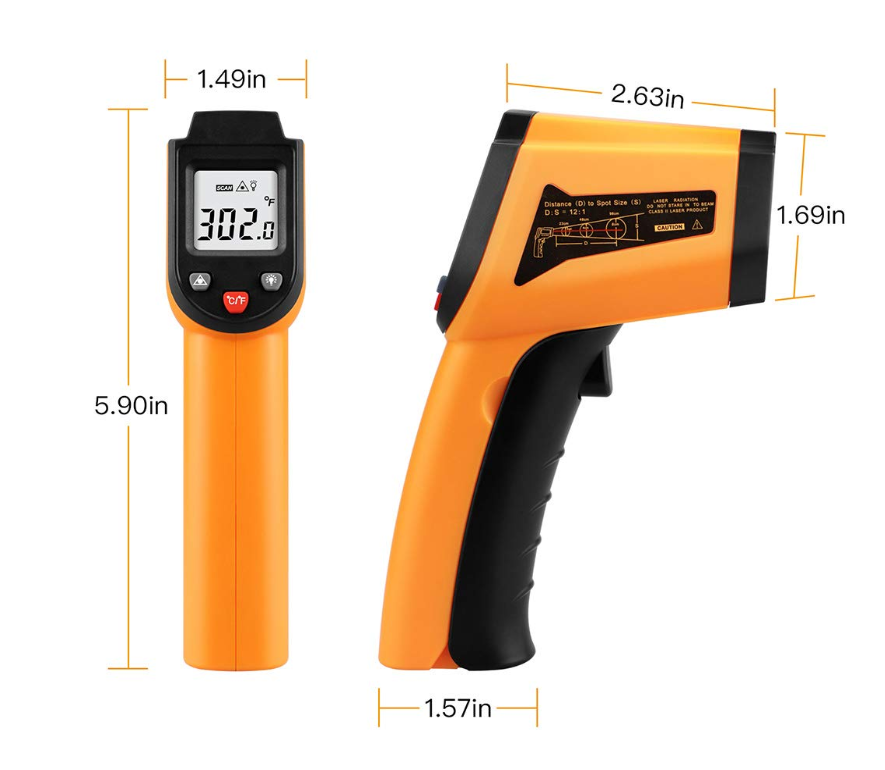 axGear Laser Infrared Thermometer Temp IR Meter Digital Temperature Gun  Non-contact 