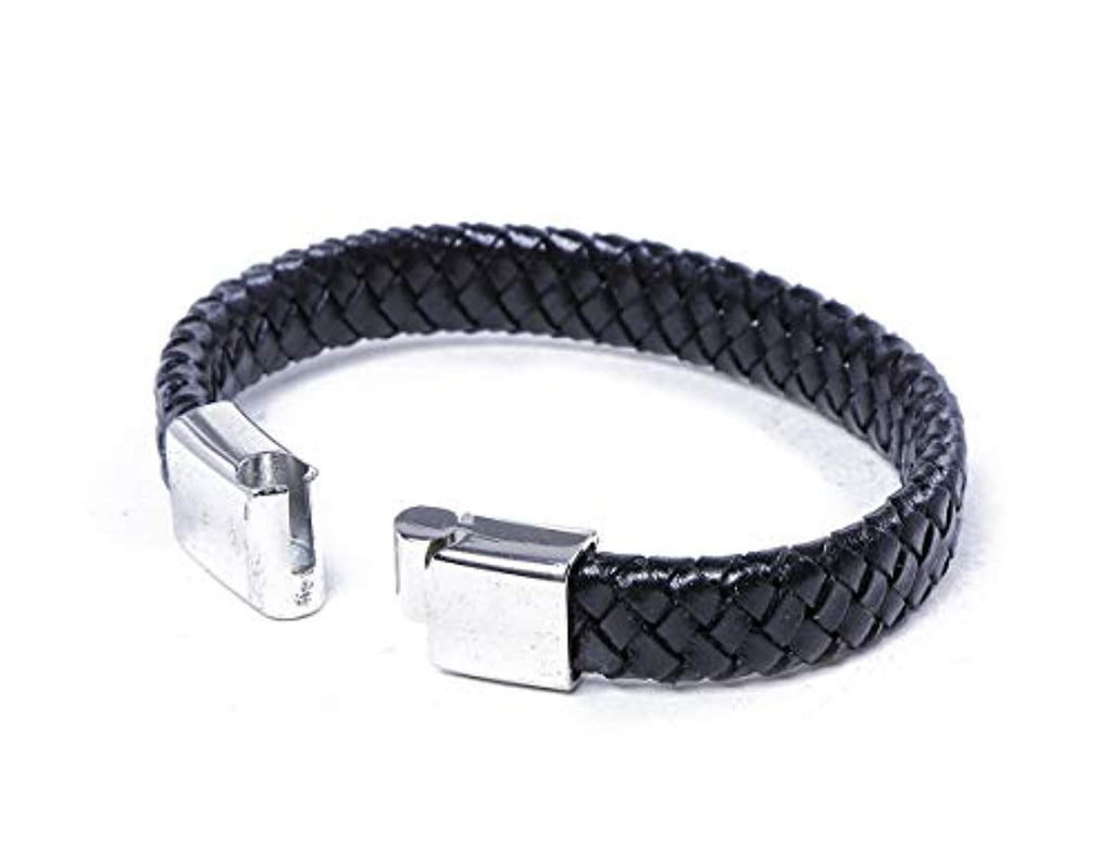 Thick Leather Wrap Bracelet with Stainless Steel Magnetic Clasp and Multi  Strands of Smooth and Braided Cords  Mens leather bracelet Leather  bracelet Bracelets for men