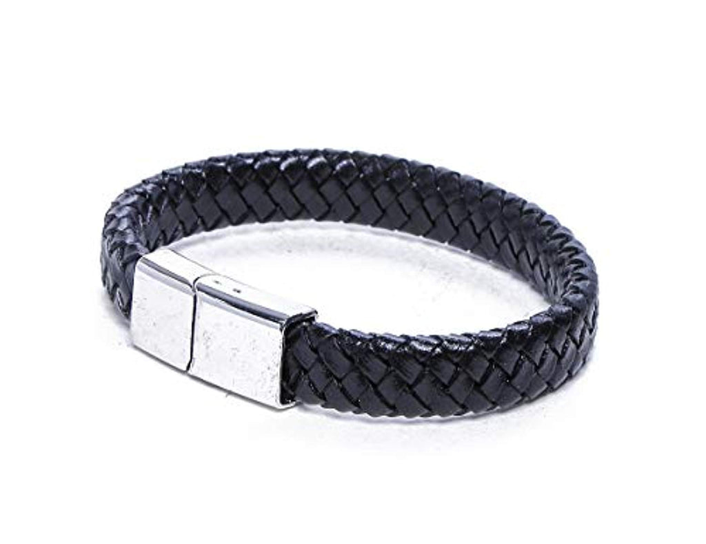 HIGAR Unique Braided Leather Stainless Steel Magnetic Clasp Bracelet Men   Women Price in India  Buy HIGAR Unique Braided Leather Stainless Steel Magnetic  Clasp Bracelet Men  Women online at Flipkartcom